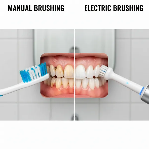 Electric toothbrush promoting gum health and effective plaque removal for a brighter smile.