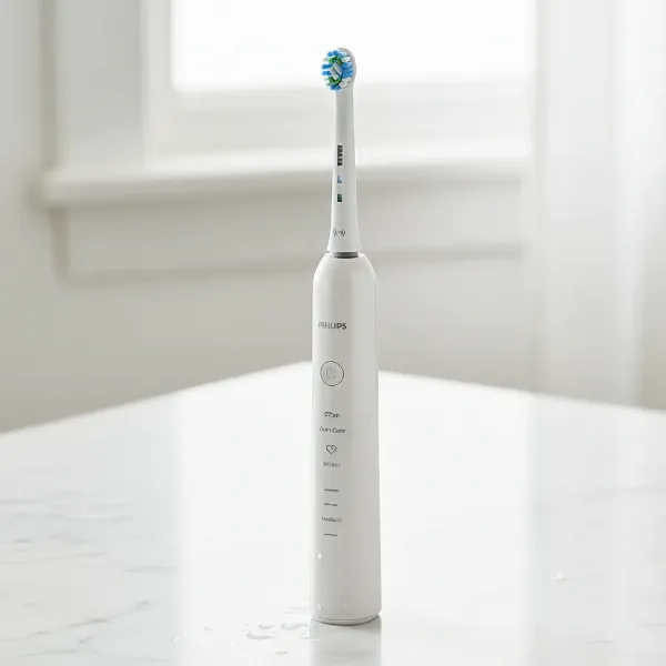 The Philips Sonicare ProtectiveClean 6100 highlighting its pressure sensor, cleaning modes, and brush head