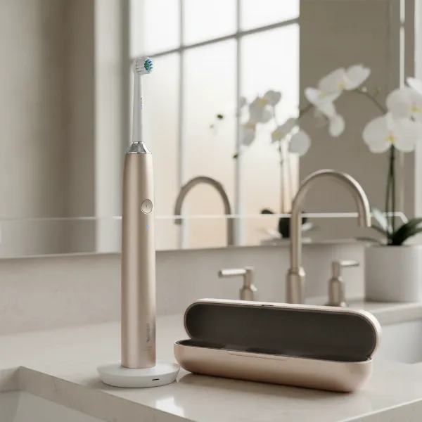 Philips Sonicare 9900 Prestige electric toothbrush with its elegant charging travel case, showcasing advanced oral care technology