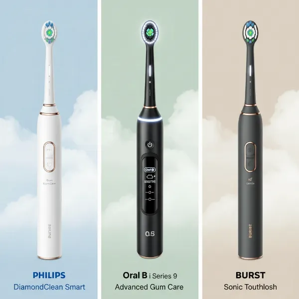 A selection of the best electric toothbrushes for receding gums care, showcasing their gentle features and ergonomic designs.